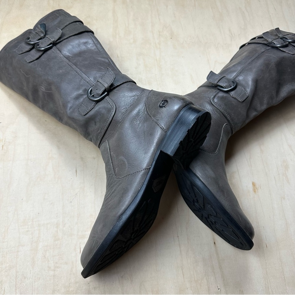 Born Gray Leather Buckle Boots - Picture 4 of 13